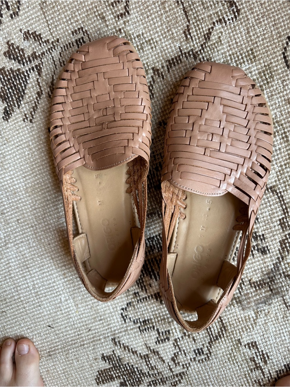 Men’s size 9 huarache’s - Origo by Anya Woven Leather Slip-On Flats - Tan